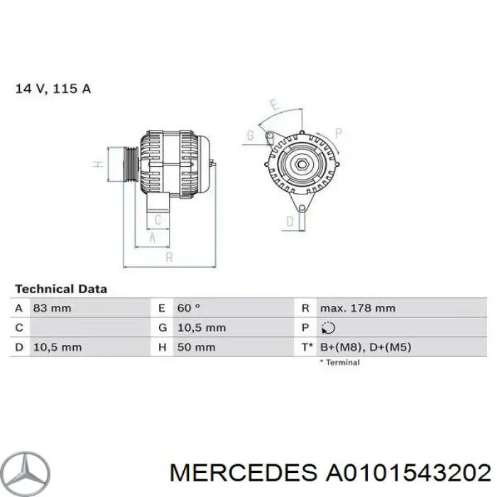 A0101543202 Mercedes alternador