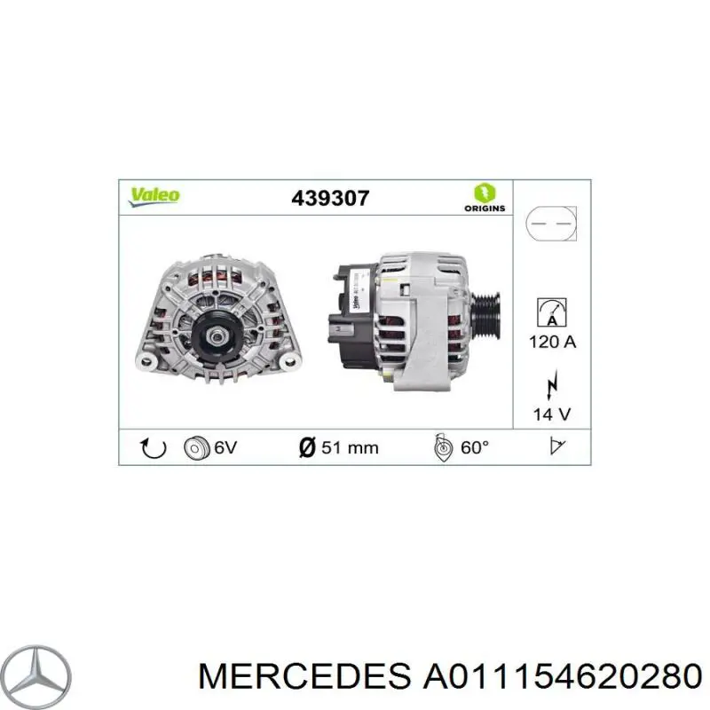 A011154620280 Mercedes alternador