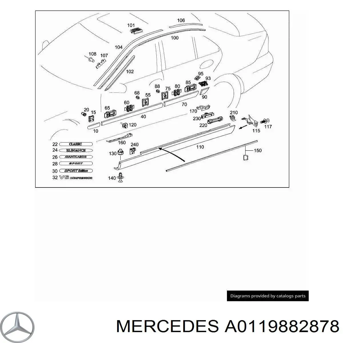  Mercedes A0119882878 precio, desde 3,66 EUR