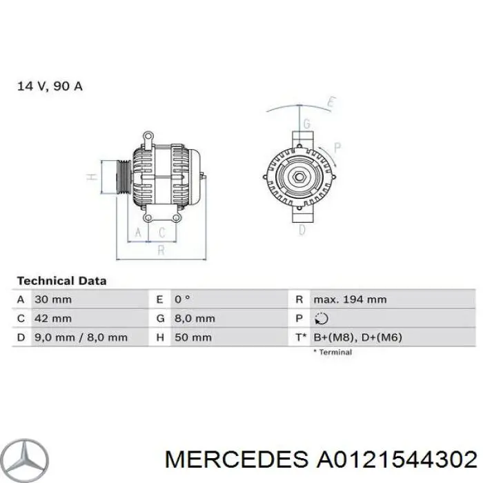 A0121544302 Mercedes alternador