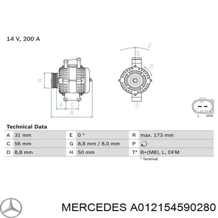 A012154590280 Mercedes alternador