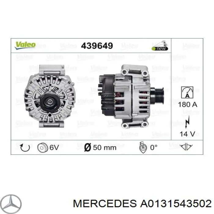 A0131543502 Mercedes alternador