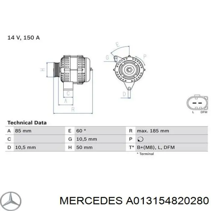 A013154820280 Mercedes alternador