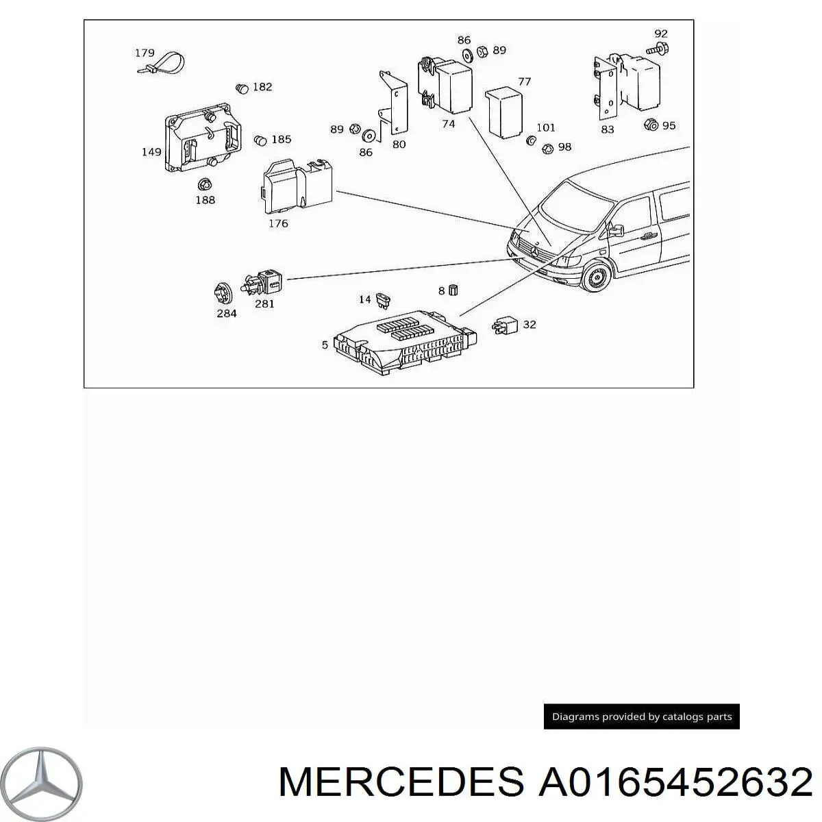 A0165452632 Mercedes Módulo de control de verificación de lámparas