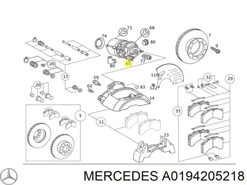A0194206218 Mercedes acumulador de presión, sistema frenos