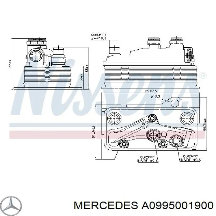 A0995001900 Mercedes radiador enfriador de la transmision/caja de cambios