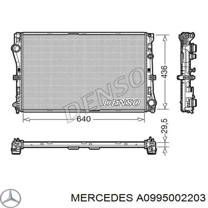 A0995002203 Mercedes radiador refrigeración del motor