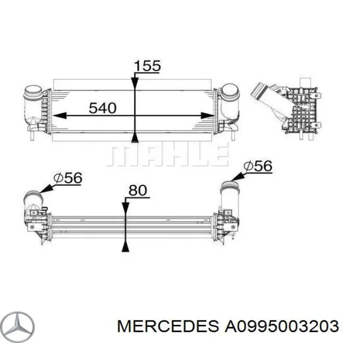 A0995003203 Mercedes enfriador de motor derecho
