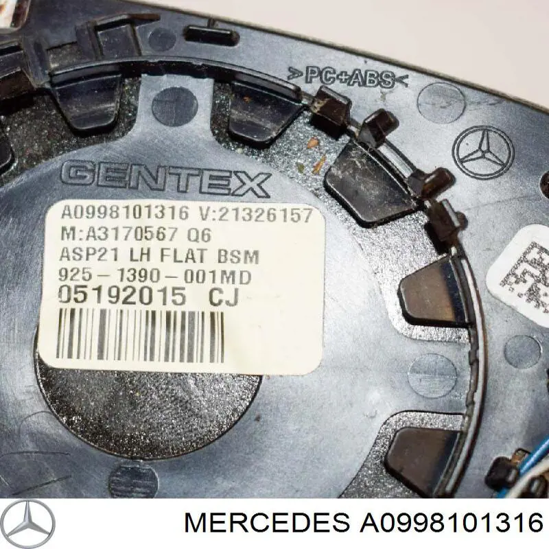 A0998101316 Mercedes Cristal de espejo retrovisor exterior izquierdo