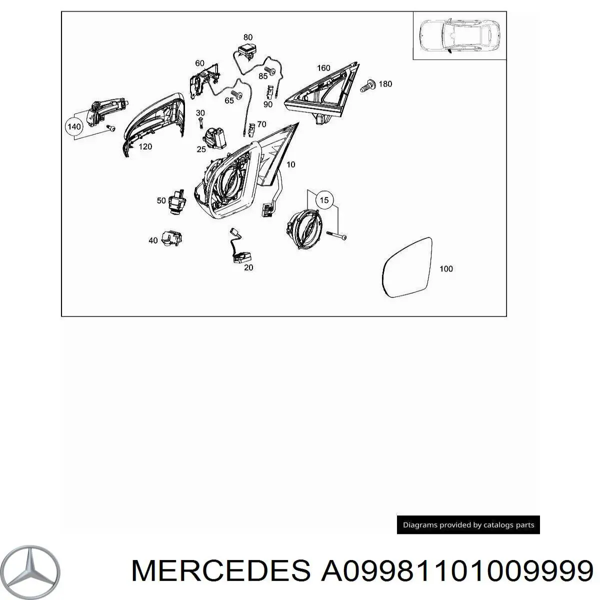 Cubierta de espejo retrovisor izquierdo Mercedes A09981101009197 precio, desde 60,83 EUR