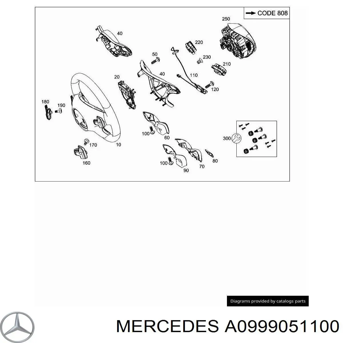 Módulo de interruptores del volante A09990511009107 Mercedes