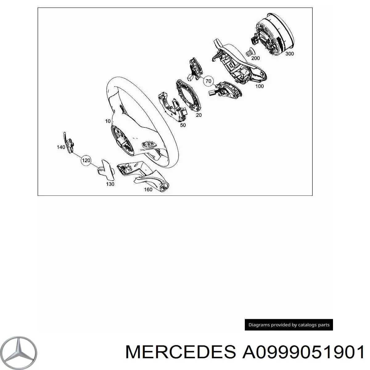 A09990519019051 Mercedes Módulo de interruptores del volante