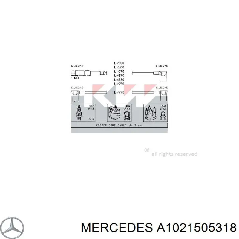 Juego de cables de bujias Mercedes A1021505318 precio, desde 62,19 EUR
