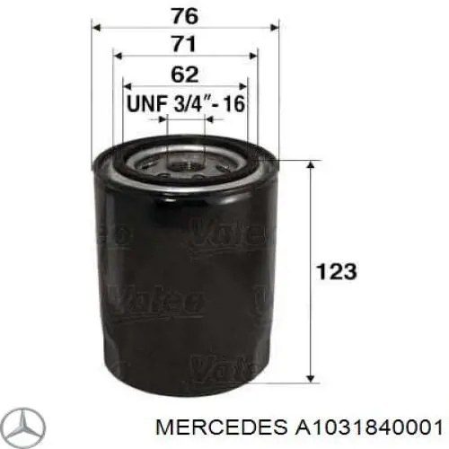 A1031840001 Mercedes filtro de aceite
