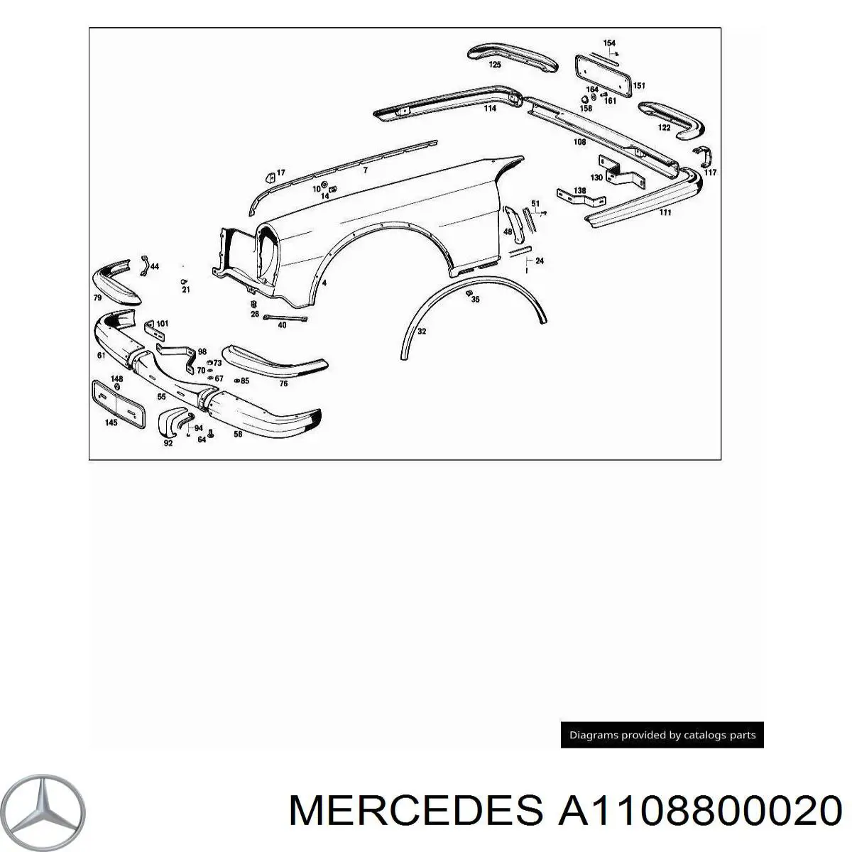 A1108800020 Mercedes asa, desbloqueo capó