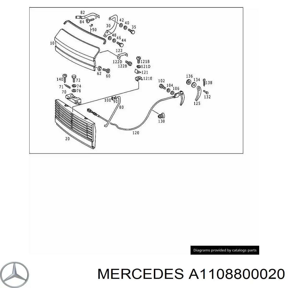 Comprar A1108800020 Mercedes Palanca de apertura del capó
