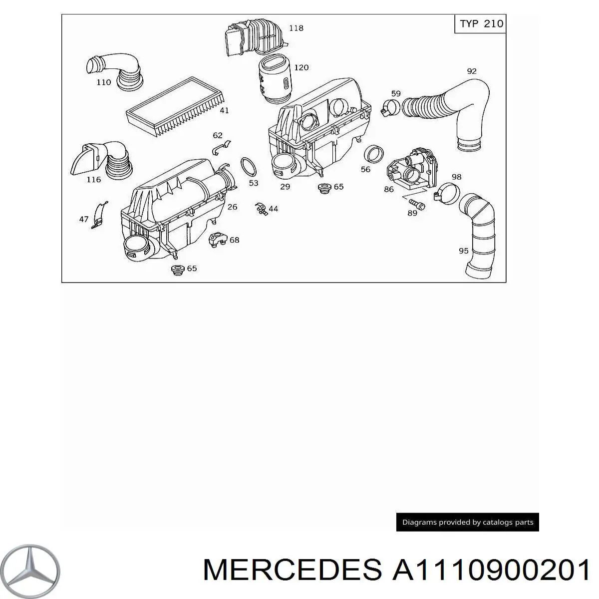1110900201 Mercedes caja del filtro de aire