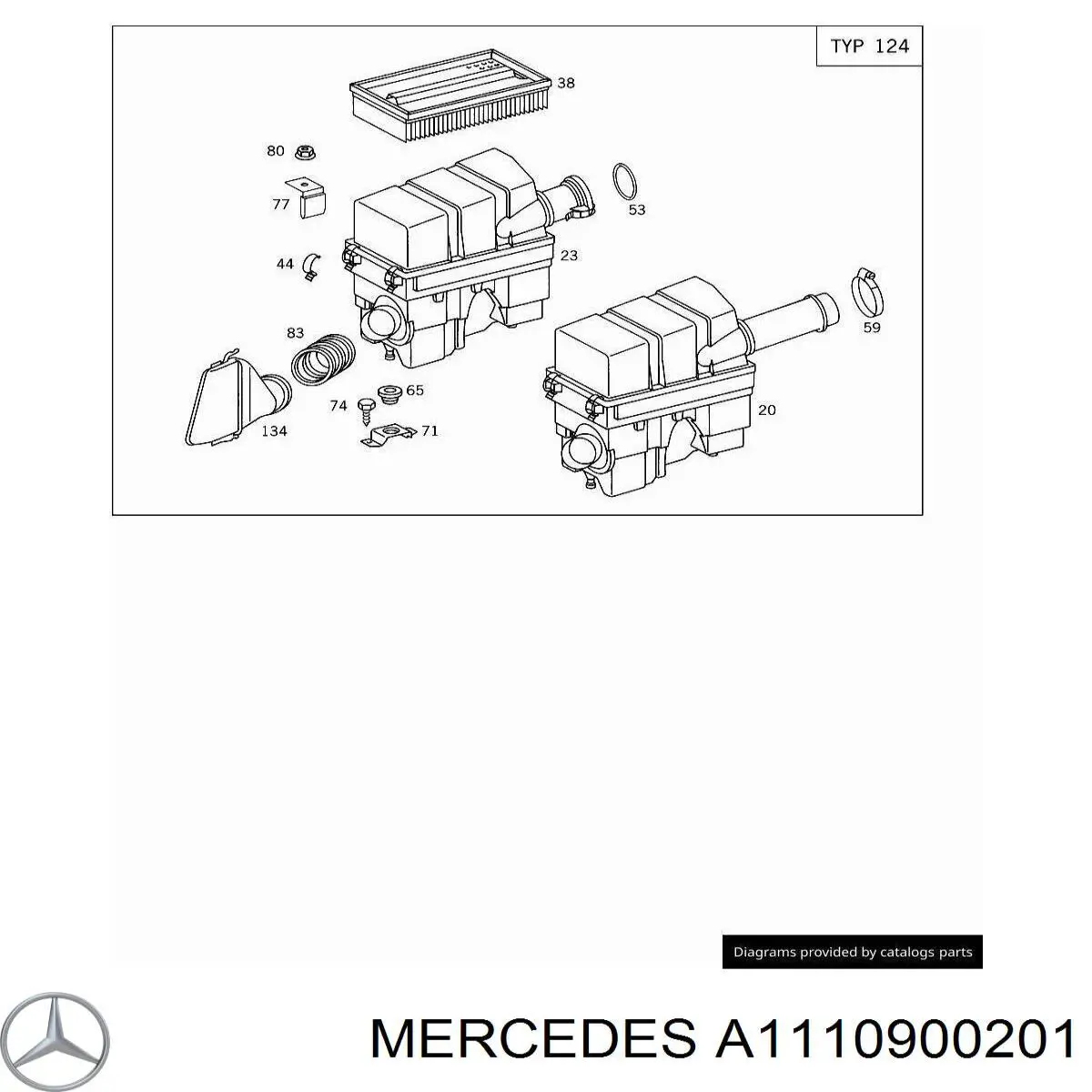 Caja del filtro de aire Mercedes A1110900201 precio, desde 310,50 EUR