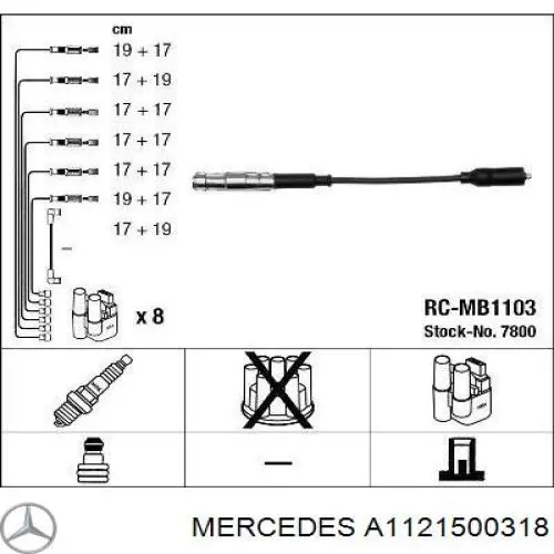 Juego de cables de bujias Mercedes A1121500318 precio, desde 66,11 EUR