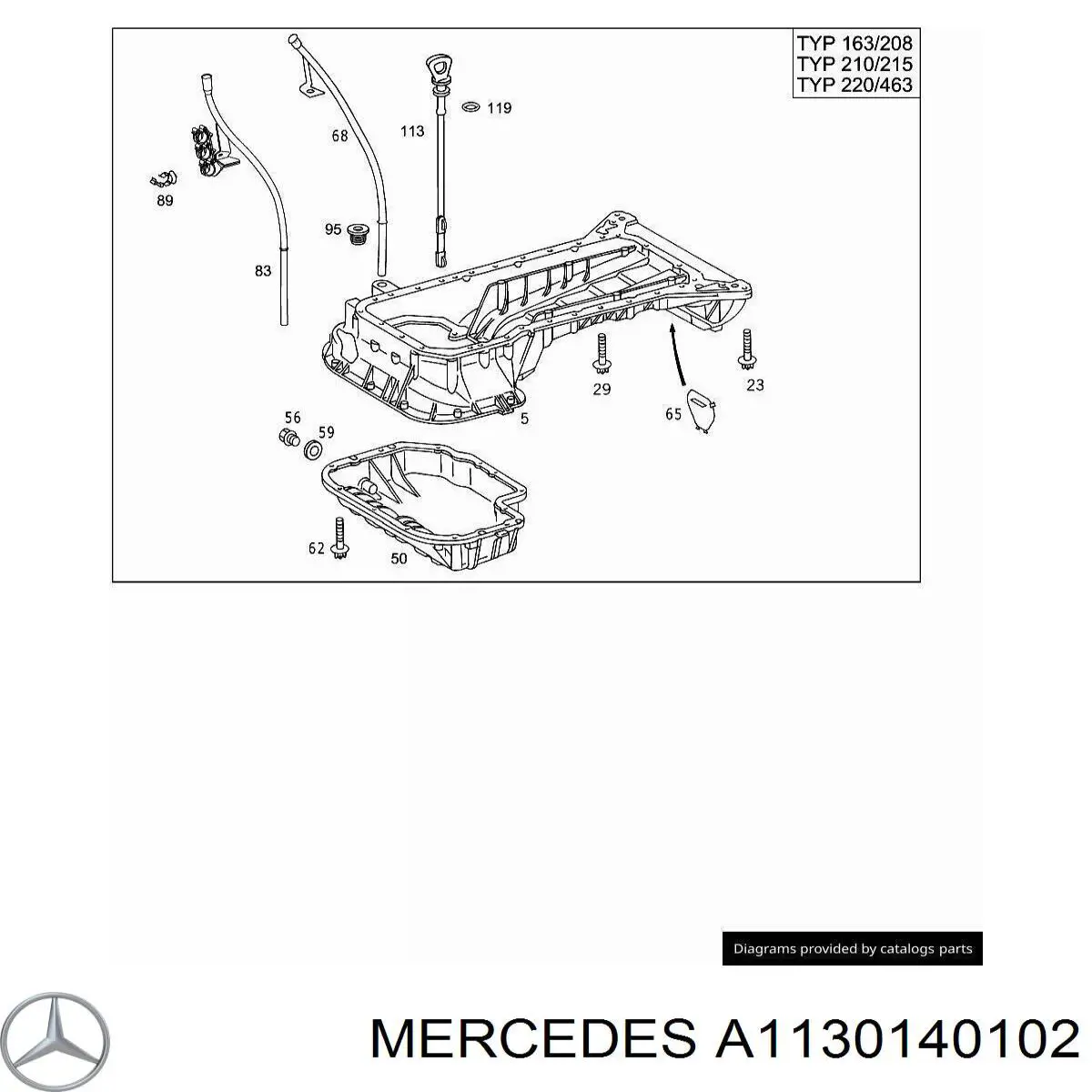 1130140102 Mercedes cárter de aceite, parte superior