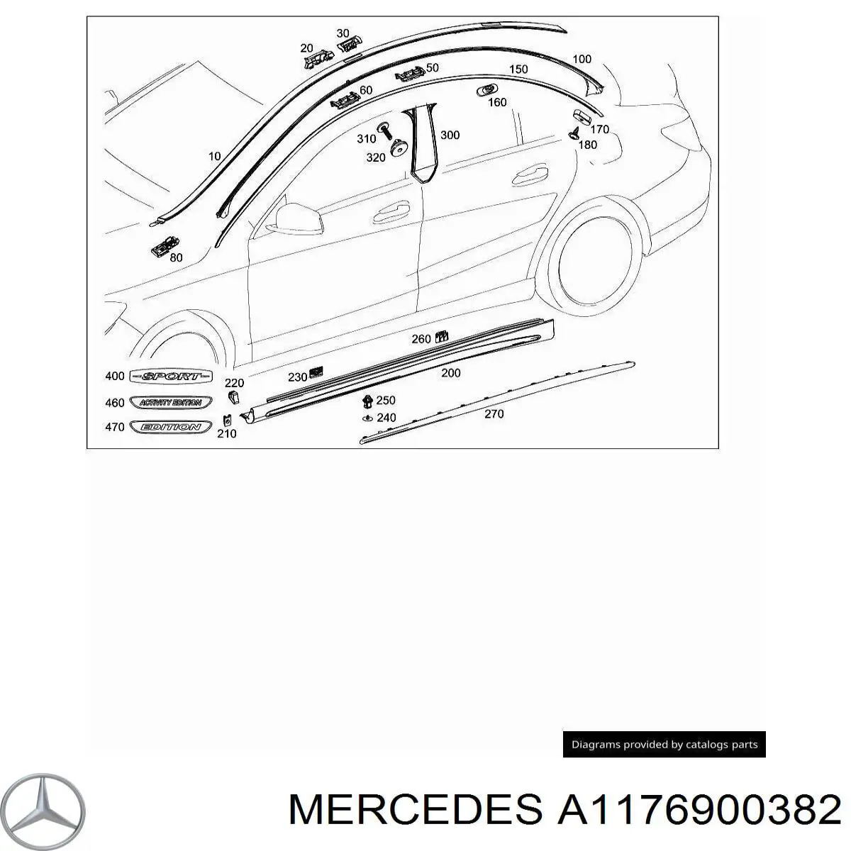 A1176900382 Mercedes Moldura de techo izquierda