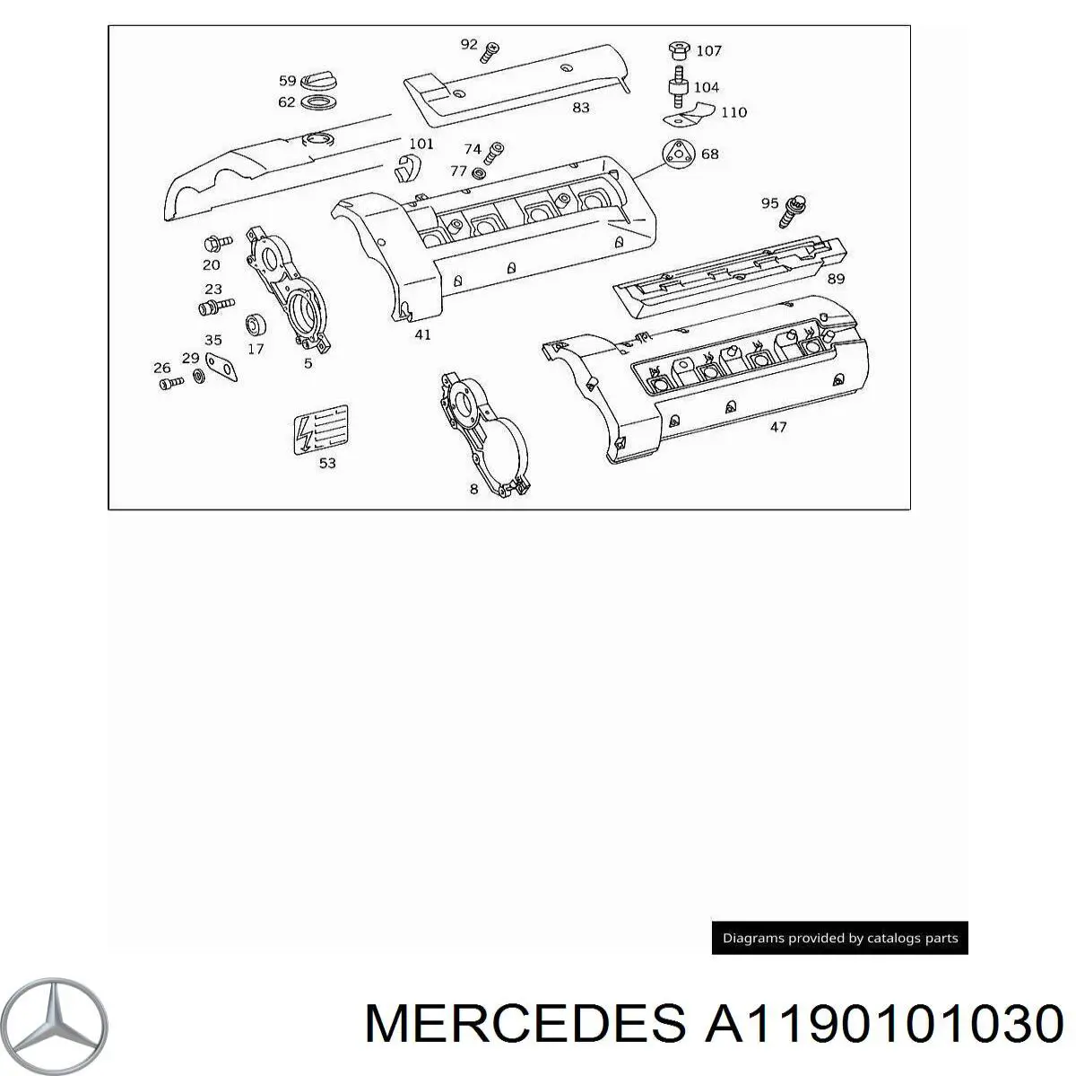 1190101030 Mercedes tapa de valvula derecha
