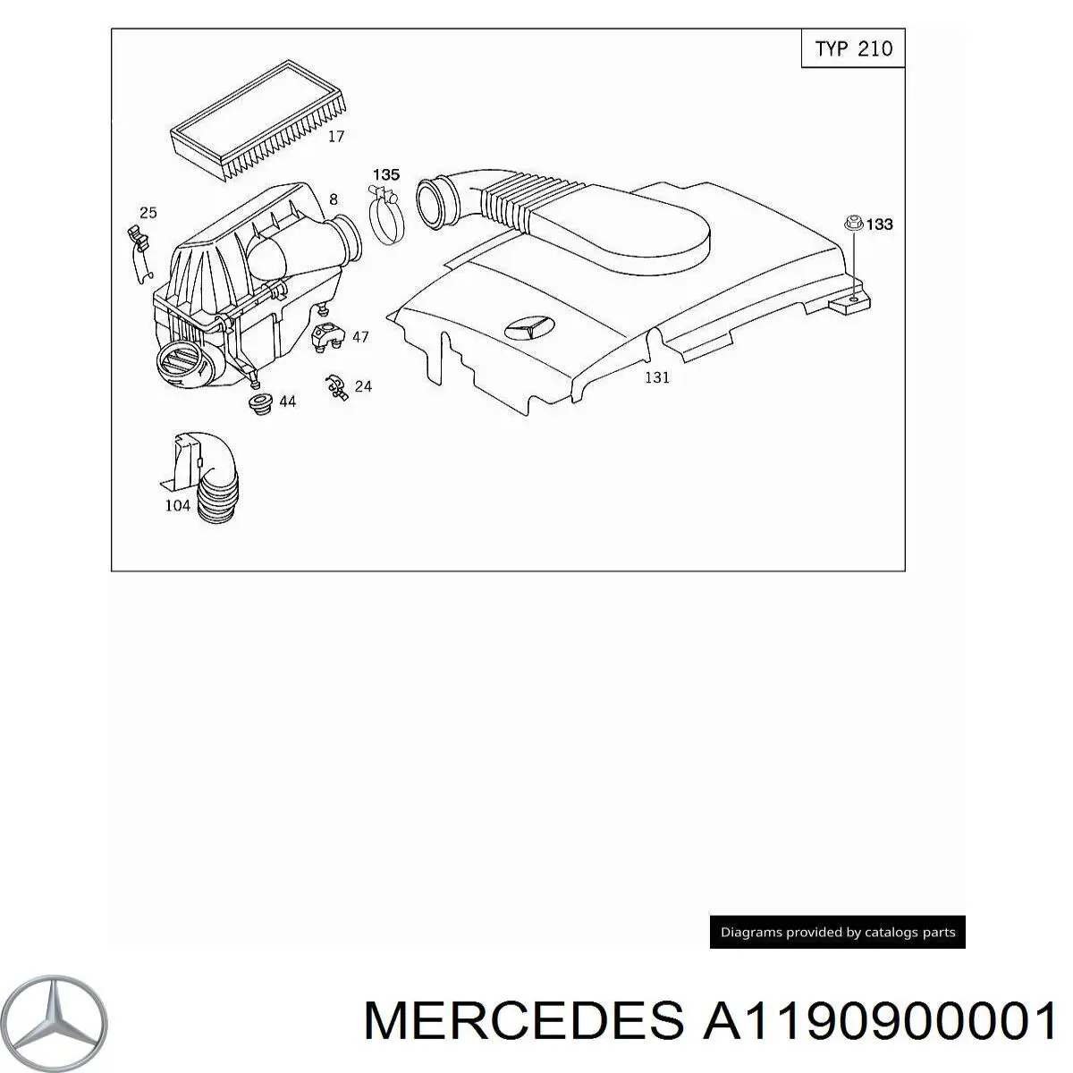 A1190900001 Mercedes caja del filtro de aire