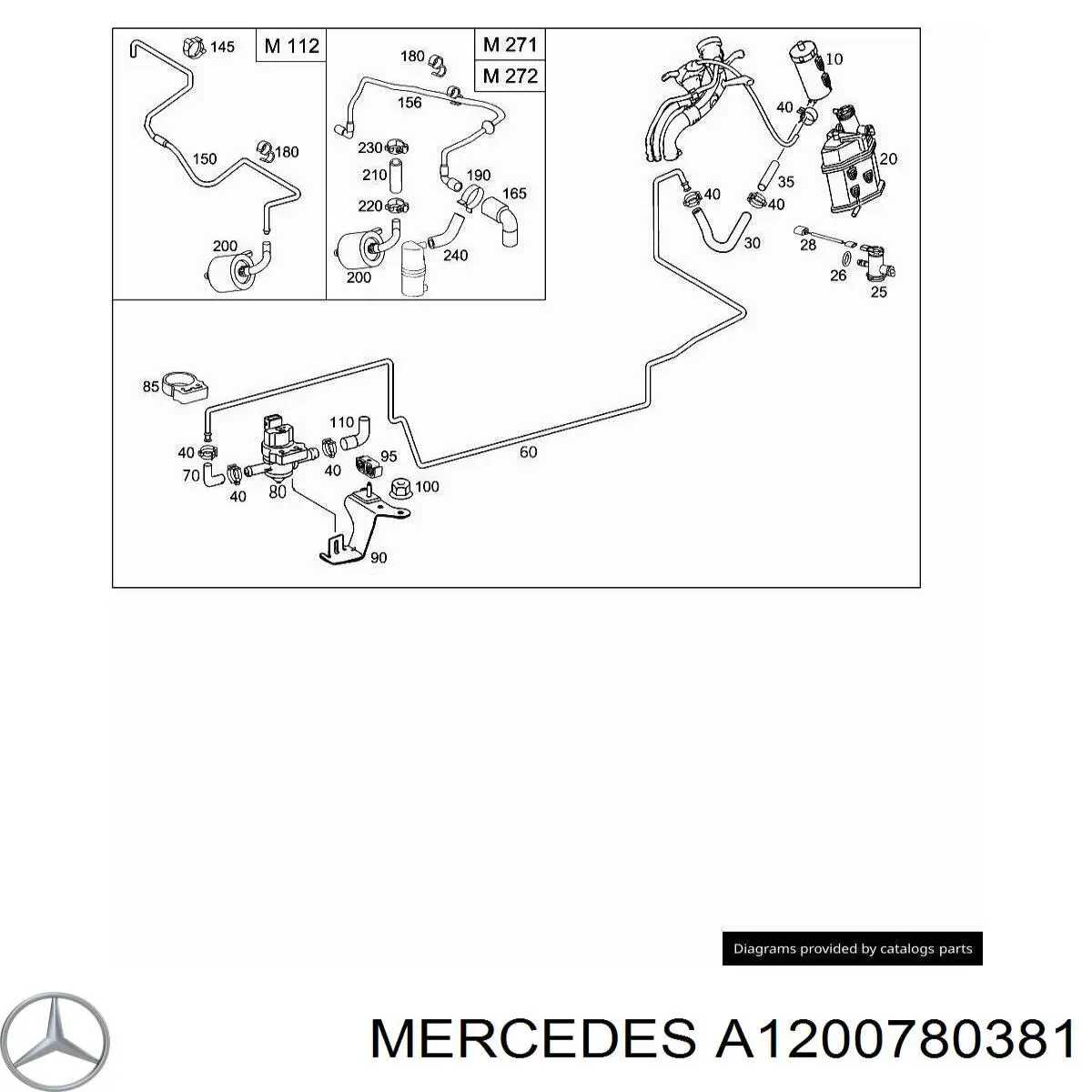 Tubo de ventilación del tanque de combustible Mercedes A1200780381 precio, desde 58,87 EUR