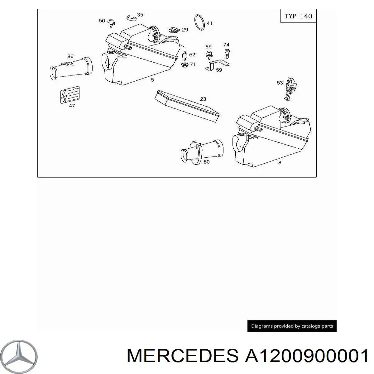 A1200900001 Mercedes casco de filtro de aire izquierdo