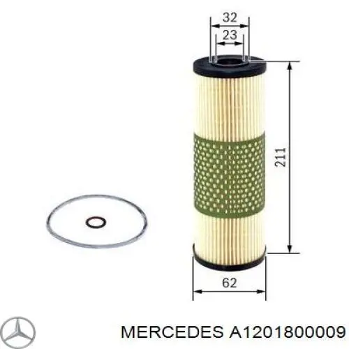 Filtro de aceite Mercedes A1201800009 precio, desde 15,41 EUR