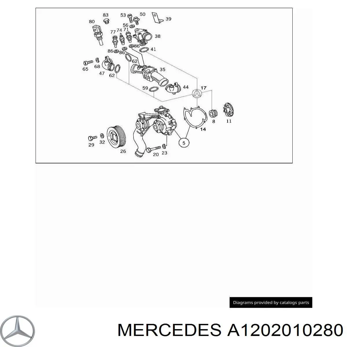Junta de bomba de agua Mercedes A1202010280 precio, desde 32,87 EUR