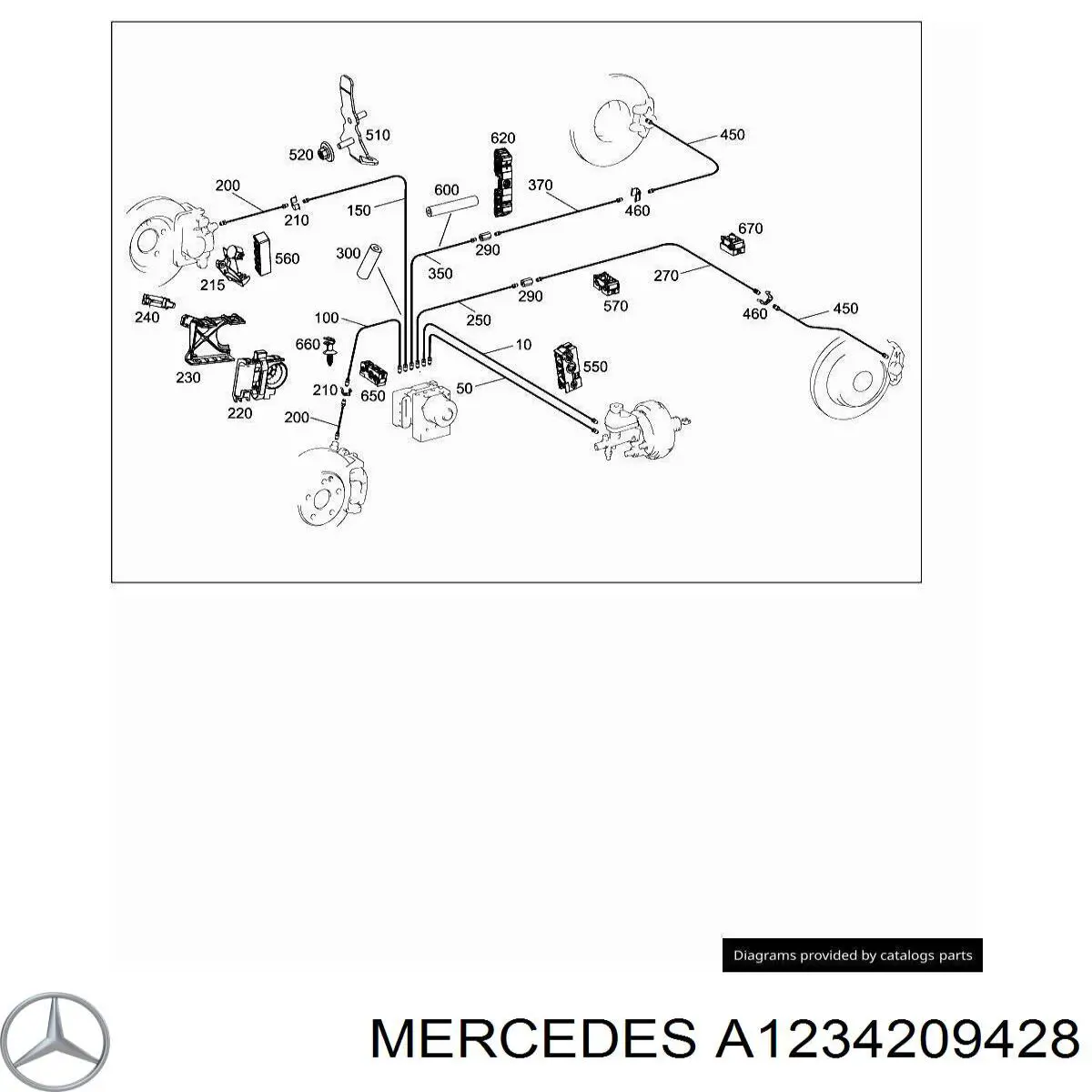 A123420942864 Mercedes tubo de freno delantero izquierdo