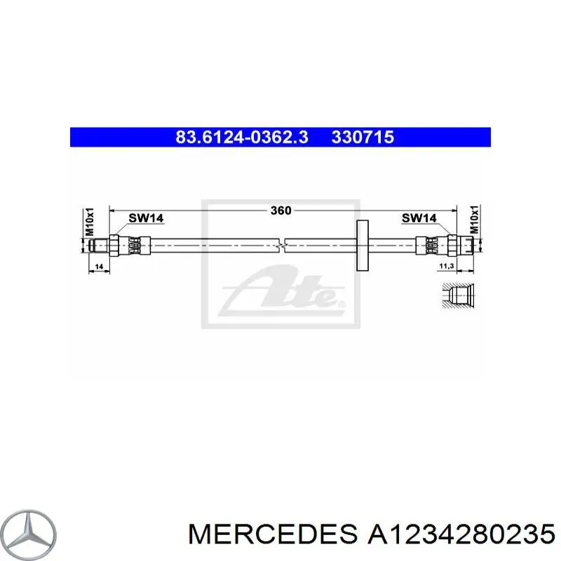 A1234280235 Mercedes latiguillo de freno delantero