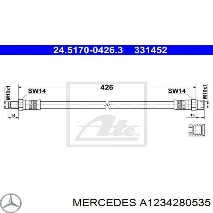 A1234280535 Mercedes latiguillo de freno delantero