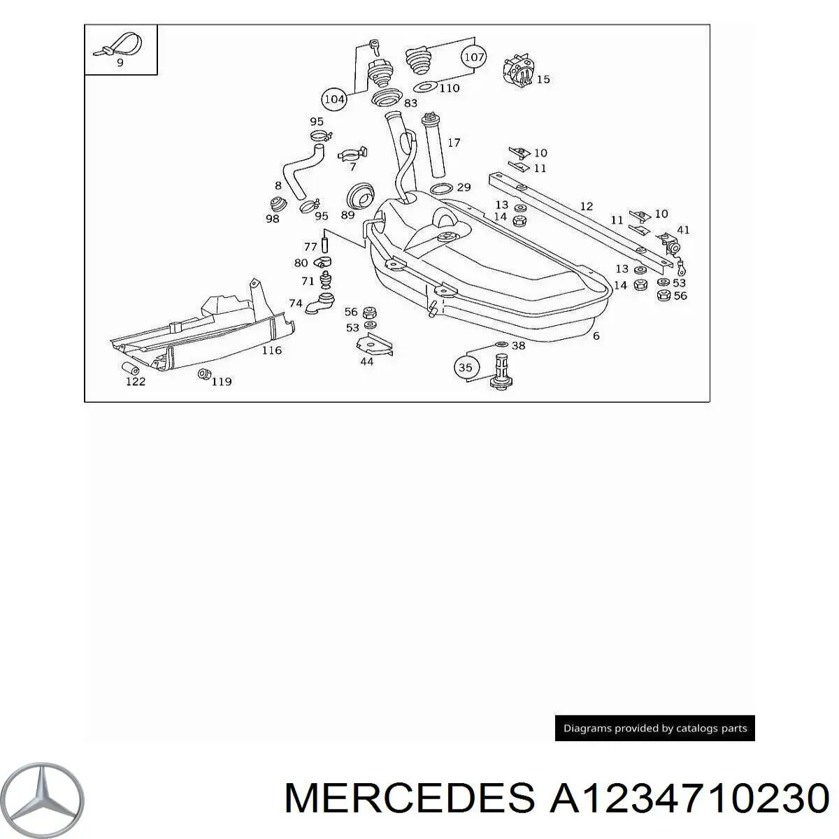 Tapa de depósito de combustible 1234710230 Mercedes