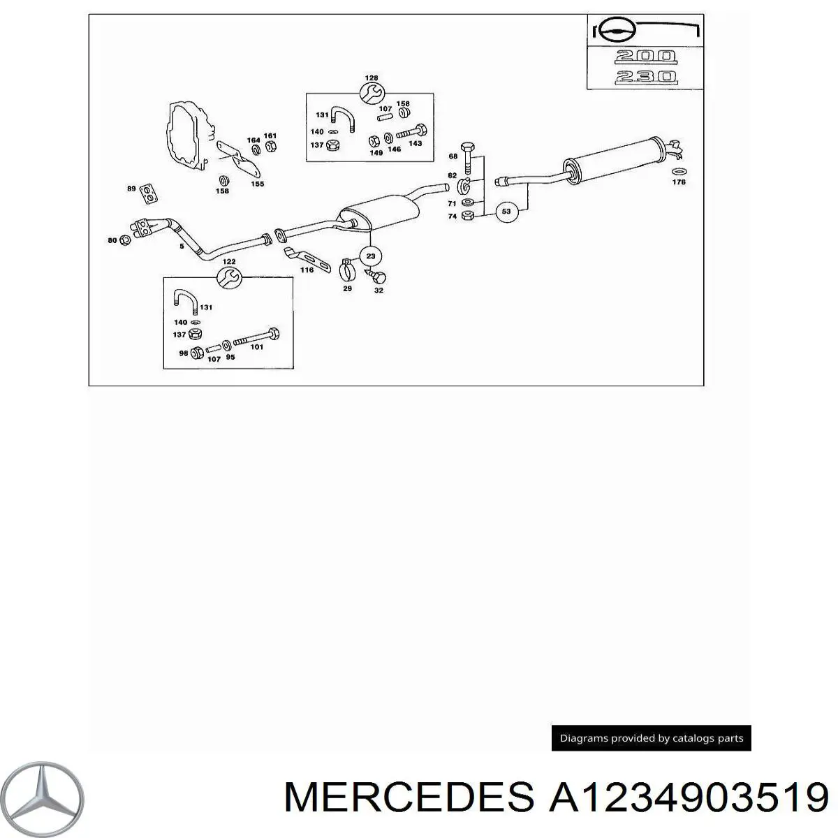 Silenciador de escape delantero para Mercedes E (W123)