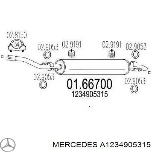 Comprar A1234905315 Mercedes Silenciador trasero