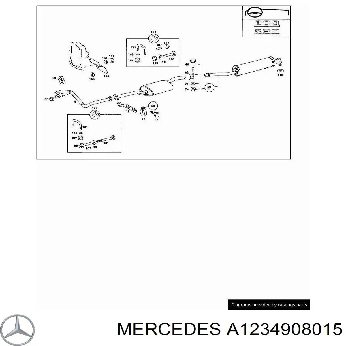 Silenciador del medio para Mercedes E (T123)