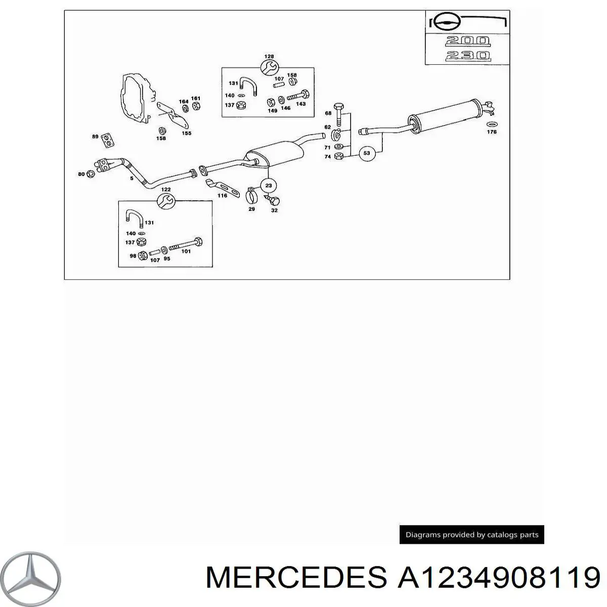 Silenciador, sección delantera Mercedes A1234908119 precio, desde 45,30 EUR