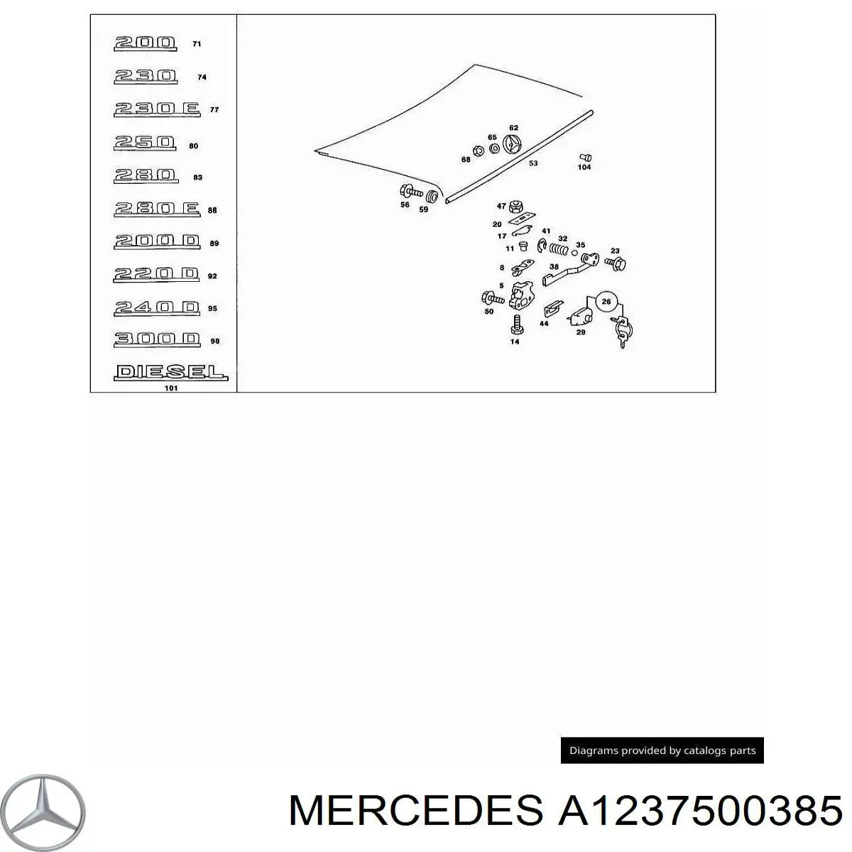 Cilindro de cierre, cerradura de maletero para Mercedes E (W123)