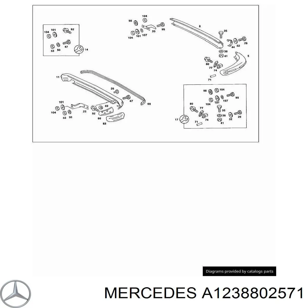 Parachoques trasero, parte central para Mercedes E (C123)