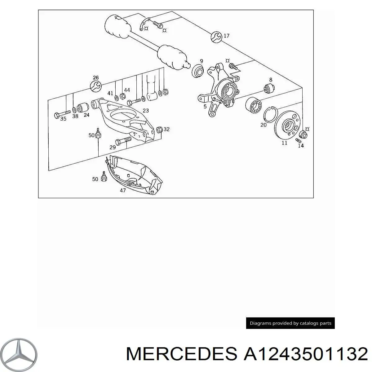 Muñón de eje, cuerpo del eje, trasero izquierdo para Mercedes E (S124)