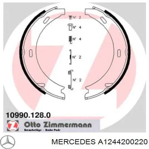 Juego de zapatas de frenos, freno de estacionamiento Mercedes E C124