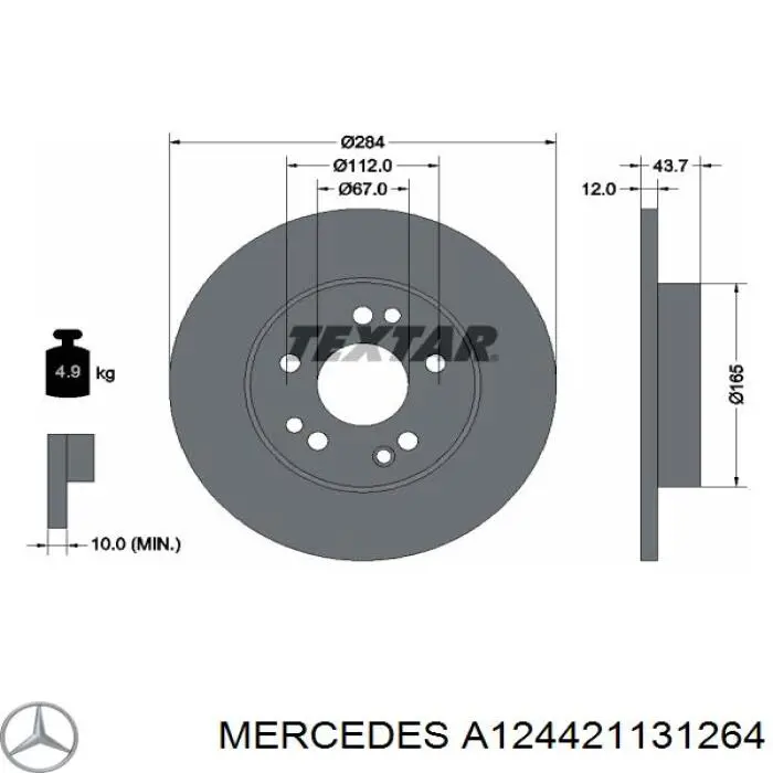 A124421131264 Mercedes disco de freno delantero