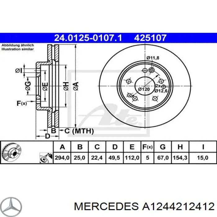 Frenos delanteros Mercedes A1244212412 precio, desde 69,76 EUR