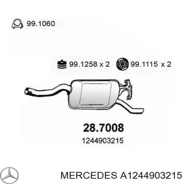 Silenciador trasero Mercedes A1244903215 precio, desde 88,24 EUR