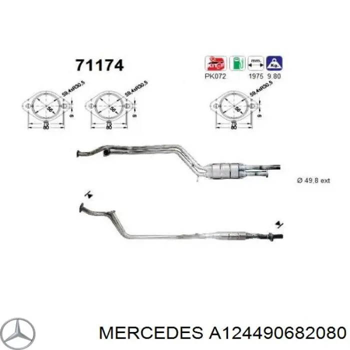 A124490682080 Mercedes Catalizador de gasolina y diésel
