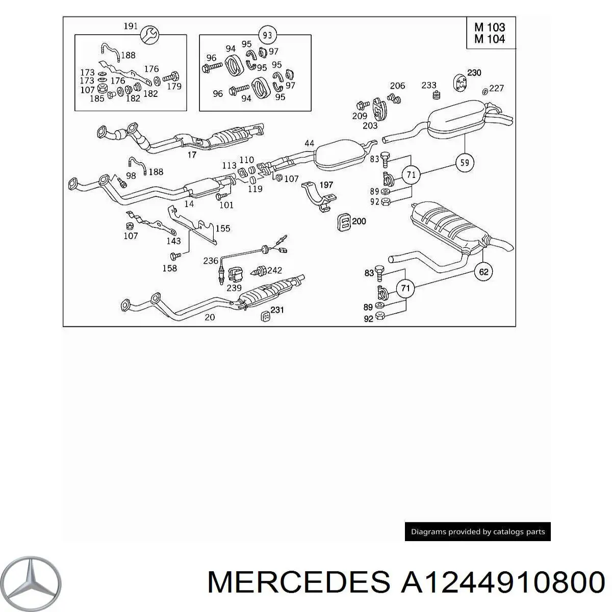 Silenciador trasero Mercedes A1244910800 precio, desde 88,24 EUR