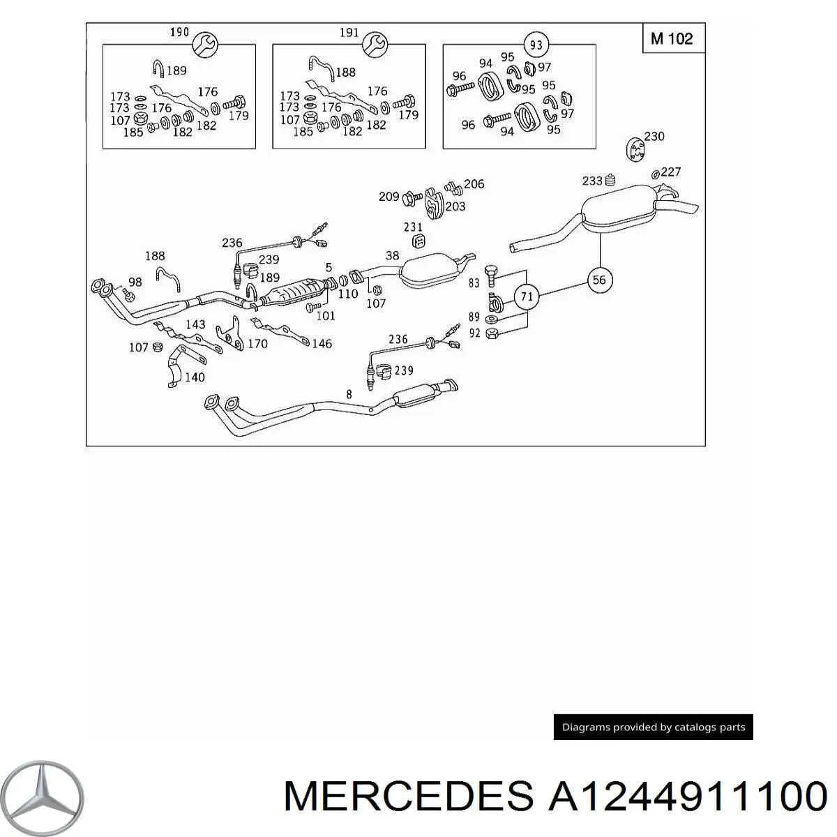 Silencioso trasero para Mercedes E (S124)
