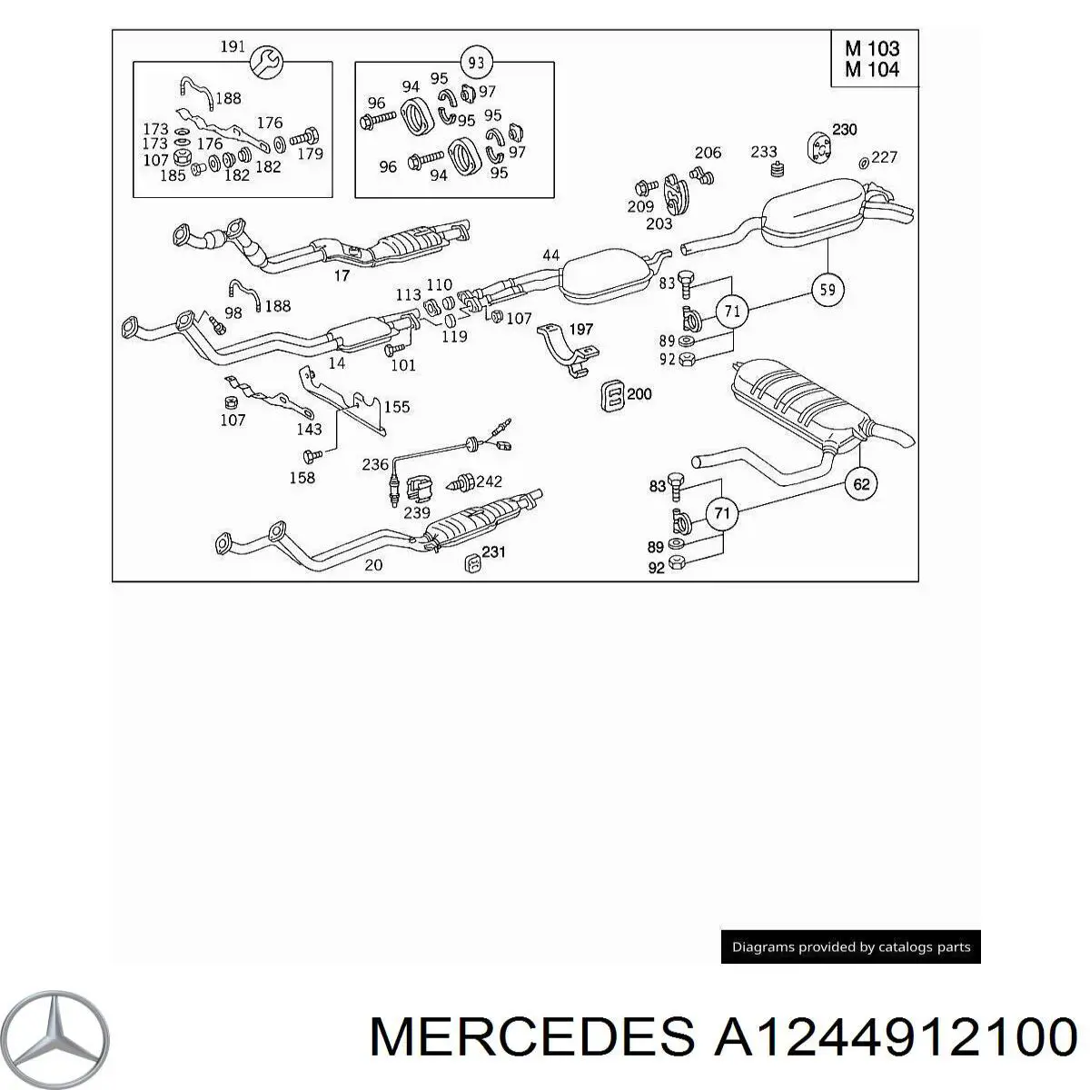 A1244912100 Mercedes Silenciador central